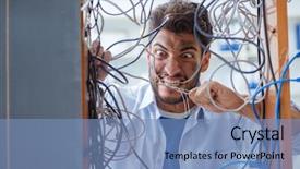  Presentation with electrician - Theme with electrical installations - electrician trying to untangle wires background and a teal colored foreground