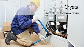  Presentation with power cable - Presentation theme with electrical installations - electrician working with cable wiring background and a sky blue colored foreground