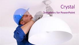  Presentation with electrical - Theme having electrical installations - installing the ceiling light background and a sky blue colored foreground