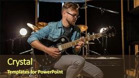  Presentation with music instruments - Amazing theme having electrical instrumentation - music people musical instruments backdrop and a tawny brown colored foreground