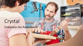  Presentation with business guitar - Theme having electrical internship - apprenticehsip on guitar making background and a lemonade colored foreground