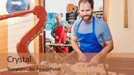  Presentation with internship - Theme consisting of electrical internship - man as luthier and carpenter background and a coral colored foreground