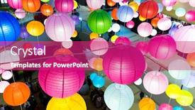  Presentation with electrical - PPT layouts enhanced with electrical lantern in modern shopping mall background and a purple colored foreground