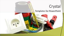  Presentation with electric - Colorful PPT theme enhanced with electrical lead - electric tools on white background backdrop and a white colored foreground