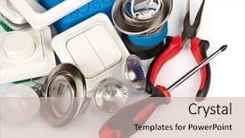  Presentation with repair - Colorful slides enhanced with electrical light switch - electric equipment for apartment repair backdrop and a soft green colored foreground