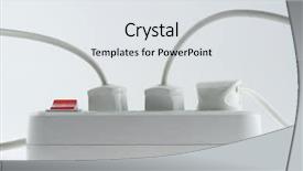  Presentation with history earth globe isolated white - Slides enhanced with electrical light switch - extension cord with plugs isolated background and a light gray colored foreground