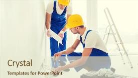  Presentation with building electrical - Slides consisting of electrical maintenance team - building renovation technology electricity background and a cream colored foreground