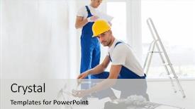  Presentation with electricity - Slides having electrical maintenance team - building renovation technology electricity background and a light gray colored foreground