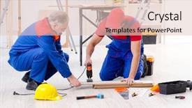  Presentation with flooring - Cool new slides with electrical maintenance team - two professional contractors laying flooring backdrop and a lemonade colored foreground