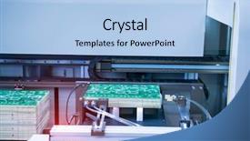  Presentation with electrical systems - Beautiful PPT theme featuring electrical mechanical systems - pcb processing on cnc machine backdrop and a light blue colored foreground