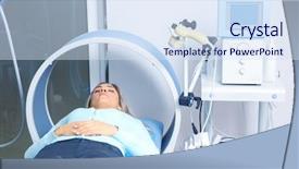  Presentation with clinic - PPT theme with electrical medical - young female patient in modern background and a sky blue colored foreground