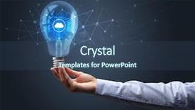  Presentation with light bulb - Amazing presentation having electrical network - hand holding light bulb backdrop and a ocean colored foreground