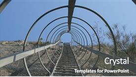  Presentation with steel - Amazing PPT theme having electrical offshore - steel safety staircase backdrop and a dark gray colored foreground