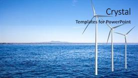  Presentation with electrical generators - Beautiful theme featuring electrical offshore - wind generators turbines backdrop and a light blue colored foreground