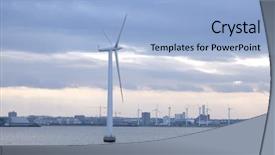  Presentation with windmill - Theme with electrical offshore - windmill stands in middle background and a light blue colored foreground