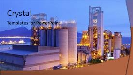  Presentation with dusk - PPT theme consisting of electrical oil gas - industrial plant at dusk background and a light blue colored foreground