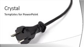  Presentation with electric cable - Presentation theme enhanced with electrical outlet - black electric cable isolated background and a  colored foreground