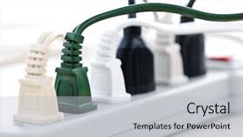  Presentation with outlet - PPT layouts with electrical outlet - many plugs plugged into electric background and a light gray colored foreground