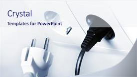  Presentation with agriculture black and white cow - Slides enhanced with electrical outlet - picture of socket and two background and a sky blue colored foreground