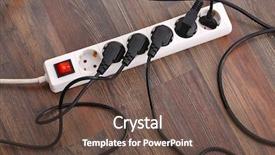  Presentation with electric devices - PPT theme having electrical outlet - plugged in electric devices background and a tawny brown colored foreground