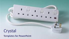  Presentation with outlet - Audience pleasing slide deck consisting of electrical outlet - studio shot of extension cord backdrop and a sky blue colored foreground