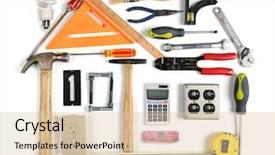  Presentation with electrical tools - Slide set featuring electrical outlet - tools forming a house background and a lemonade colored foreground