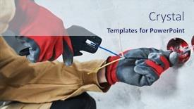  Presentation with electrical cable - Beautiful presentation design featuring electrical-outlet-installation-stripping-cable backdrop and a sky blue colored foreground