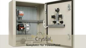  Presentation with electrical - PPT theme having electrical-panel-isolated-on-white background and a mint green colored foreground