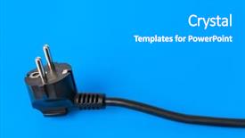  Presentation with electrical - Slide deck enhanced with electrical plug - blue background background and a light gray colored foreground