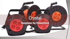  Presentation with electric cable - Amazing theme having electrical plug - extension electric cable reels isolated backdrop and a tawny brown colored foreground