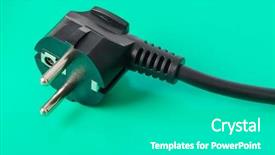  Presentation with green plug - Amazing slide set having electrical plug - green background backdrop and a light gray colored foreground