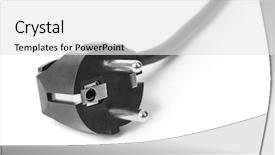  Presentation with electrical - Cool new slide deck with electrical plug isolated on white backdrop and a white colored foreground