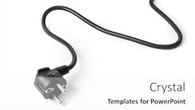  Presentation with electrical - Slide set having power electronics closeup - electrical plug isolated on white background and a white colored foreground