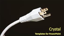  Presentation with electrical energy electric power lines - Beautiful slide deck featuring power cord - electrical plug over black background backdrop and a wine colored foreground