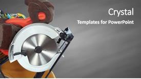  Presentation with plumbing - Amazing PPT layouts having electrical plumbing - builder handyman with electric saw backdrop and a  colored foreground