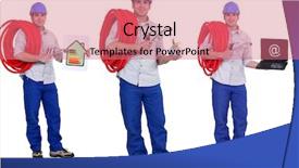  Presentation with rating - Audience pleasing presentation theme consisting of electrical plumbing - plumber with an energy rating backdrop and a coral colored foreground