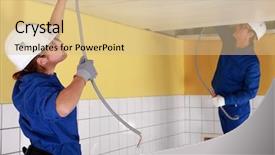  Presentation with plumbing - Presentation theme featuring electrical plumbing - plumbers background and a lemonade colored foreground