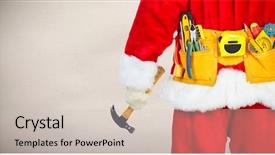  Presentation with construction tools - Slide deck featuring electrical plumbing - santa with construction tools background and a soft green colored foreground