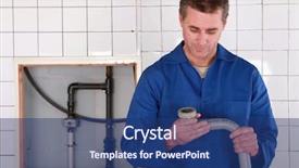  Presentation with plumbing - Cool new theme with electrical plumbing - skilled worker replacing defective pipe backdrop and a  colored foreground