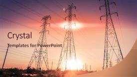  Presentation with sun power - Beautiful presentation design featuring electrical power lines as sun backdrop and a coral colored foreground