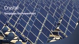  Presentation with solar system - Cool new presentation design with electrical power system - solar station in a sunny backdrop and a ocean colored foreground