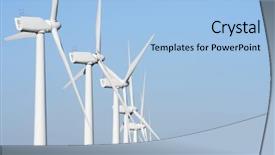  Presentation with windmills - Beautiful presentation design featuring electrical power system - aligned windmills for renowable electric backdrop and a light blue colored foreground
