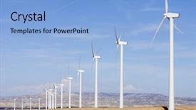  Presentation with wind turbines - Audience pleasing theme consisting of electrical power system - group of wind turbines backdrop and a light blue colored foreground
