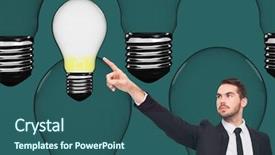  Presentation with light green - Presentation with electrical presentar - digital composition of businessman pointing background and a ocean colored foreground