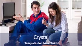  Presentation with home inspections - PPT theme featuring electrical presentar - tv repairman technician repairing tv background and a navy blue colored foreground