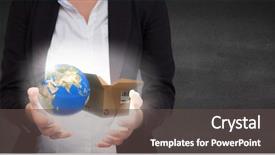  Presentation with black hands - PPT theme featuring electrical presentaton - businesswomans hands presenting against black background and a  colored foreground