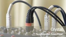  Presentation with audio - PPT theme enhanced with electrical presentaton - close up audio control desk background and a gray colored foreground