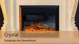  Presentation with electric - Colorful PPT theme enhanced with electric fireplace backdrop and a coral colored foreground