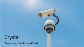  Presentation with security camera - Presentation having electrical protection life - security camera record video background and a light blue colored foreground