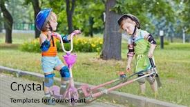  Presentation with electrical protection - Amazing presentation having electrical protection life - two little scooterists in park backdrop and a mint green colored foreground